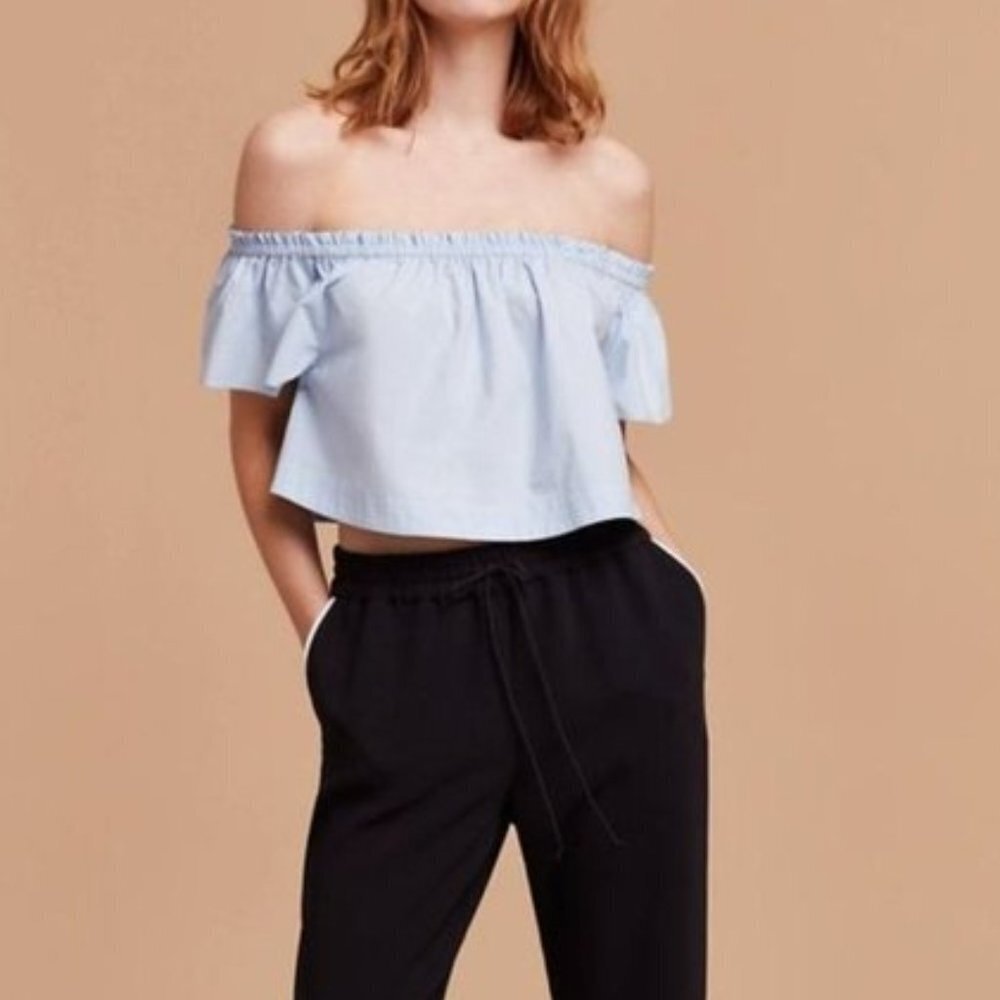 Aritzia Light Blue Off-Shoulder Blouse